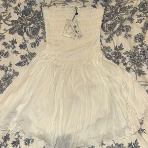 Garage NWT White Smocked Strapless Dress
